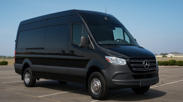 Exterior of Charter Bus Company Amarillo's 14 Passenger Sprinter Limousine in Amarillo