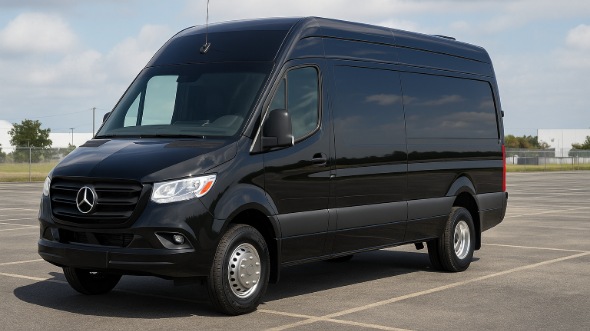 Exterior of Charter Bus Company Arlington's 14 Passenger Sprinter Limousine in Arlington