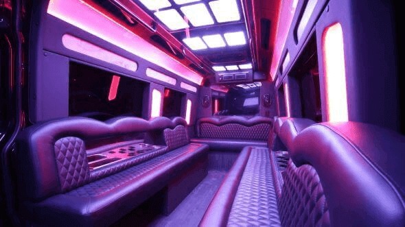 Interior of Charter Bus Company Amarillo's 15 Passenger Party Bus in Amarillo