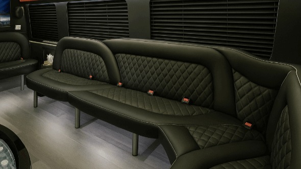 Interior of Charter Bus Company Arlington's 18 Passenger Party Bus in Arlington