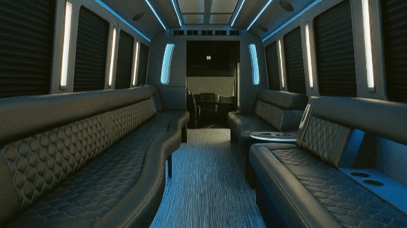 Interior of Charter Bus Company Midland's 20 Passenger Party Bus in Midland