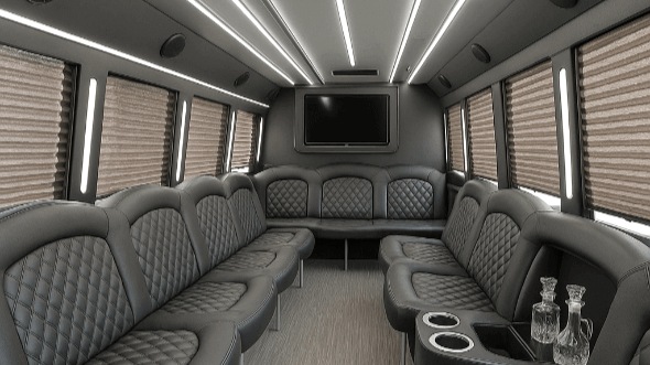Interior of Charter Bus Company Waco's 25 Passenger Party Bus in Waco