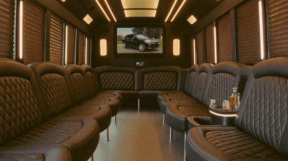 Interior of Charter Bus Company Abilene's 28 Passenger Party Bus in Abilene