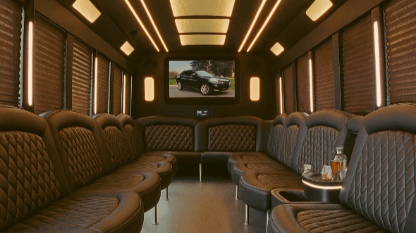 28 passenger party bus interior