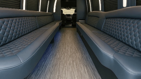 Interior of Charter Bus Company Killeen's 50 Passenger Party Bus in Killeen